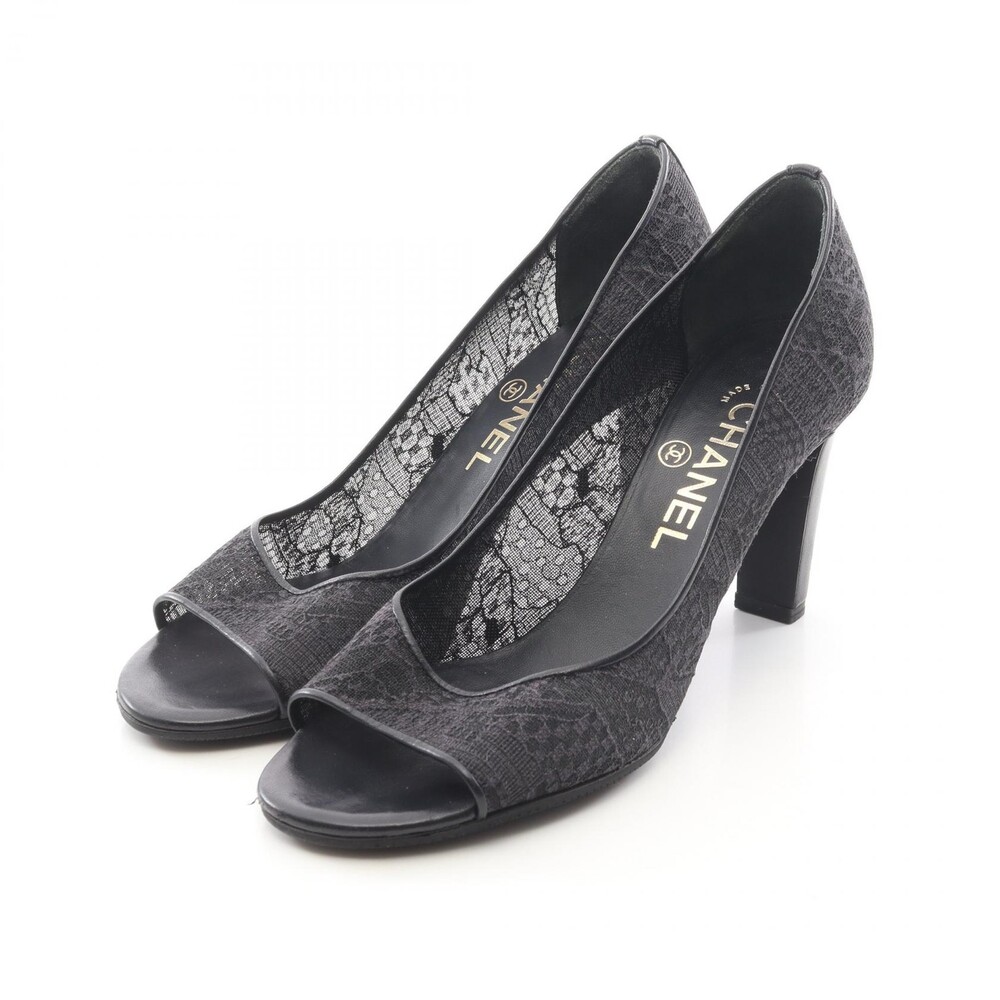 Chanel Coco Mark Open-Toe Lace Pumps #272251C59B